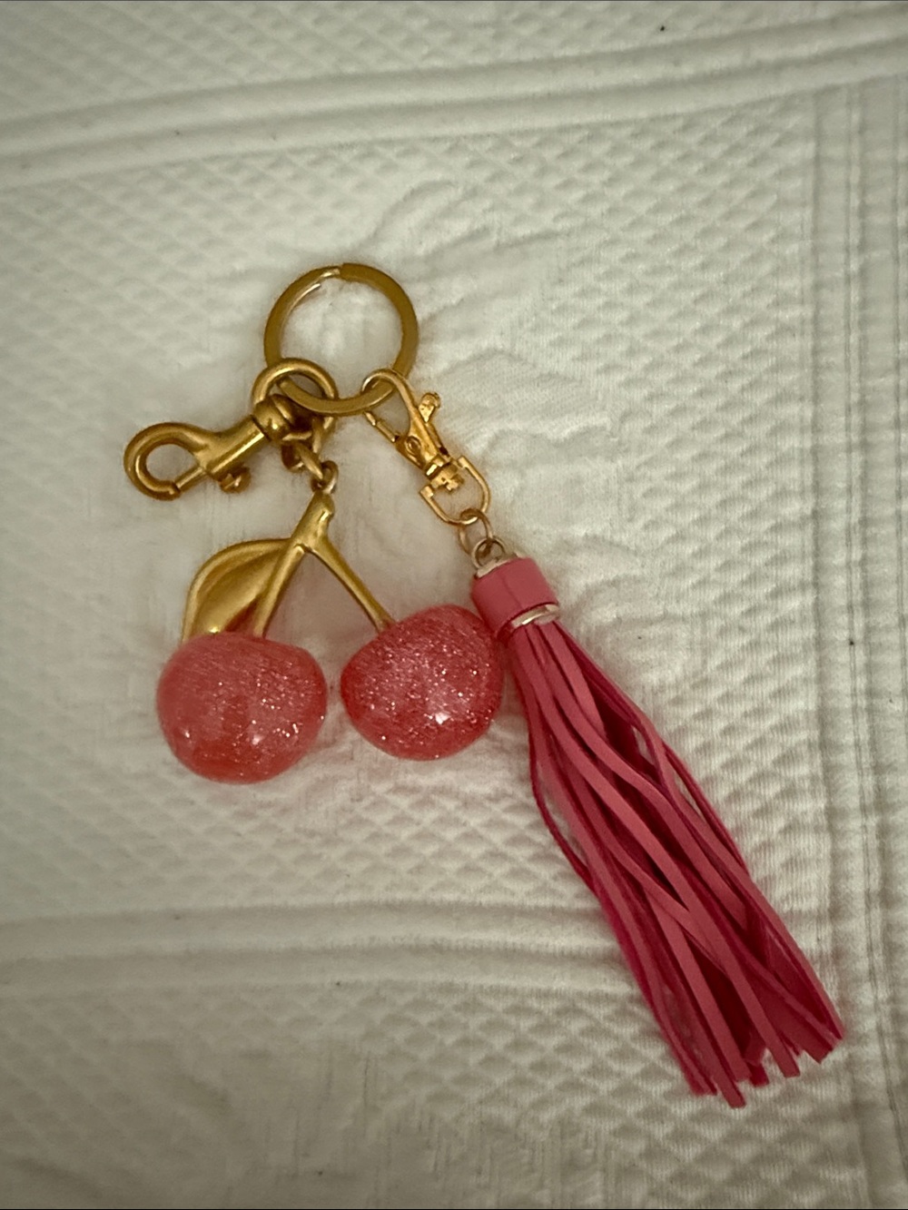 Gold pink Tassel unbranded Keychain or bag charm & Tassel